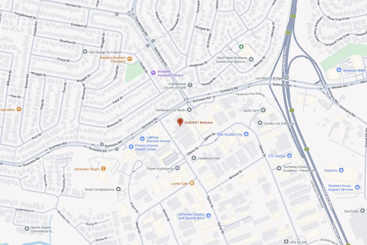 Map showing location of the QUADNET Brisbane Office